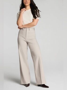 Spanx Women's Supersmooth Stretch Twill Wide Leg Pants (Gray)